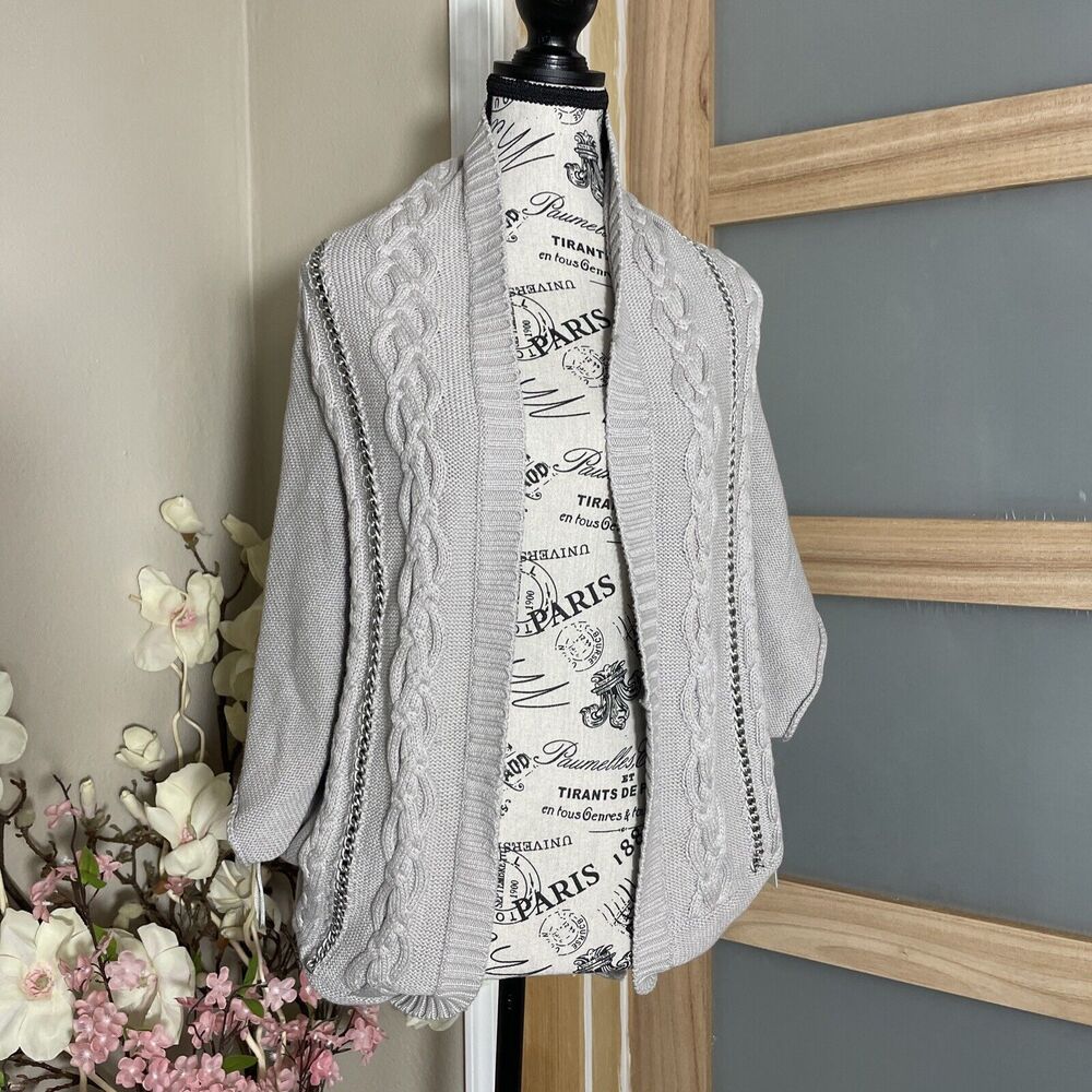 Quick Silver Shrug In M/L Chain Accent Gray Shrug Women's